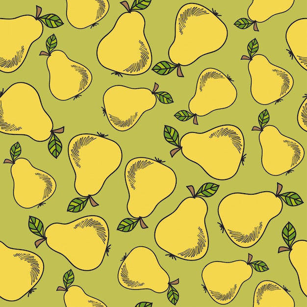 Fresh seamless pattern with pears 