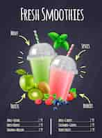 Free vector fresh smoothies realistic composition