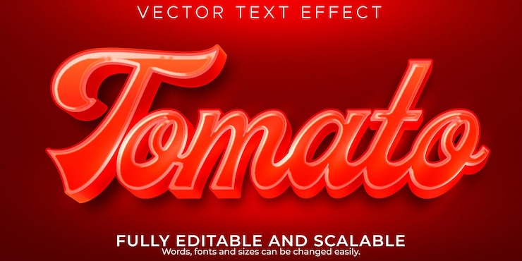 Free Vector fresh tomato text effect, editable natural and vegetable text style