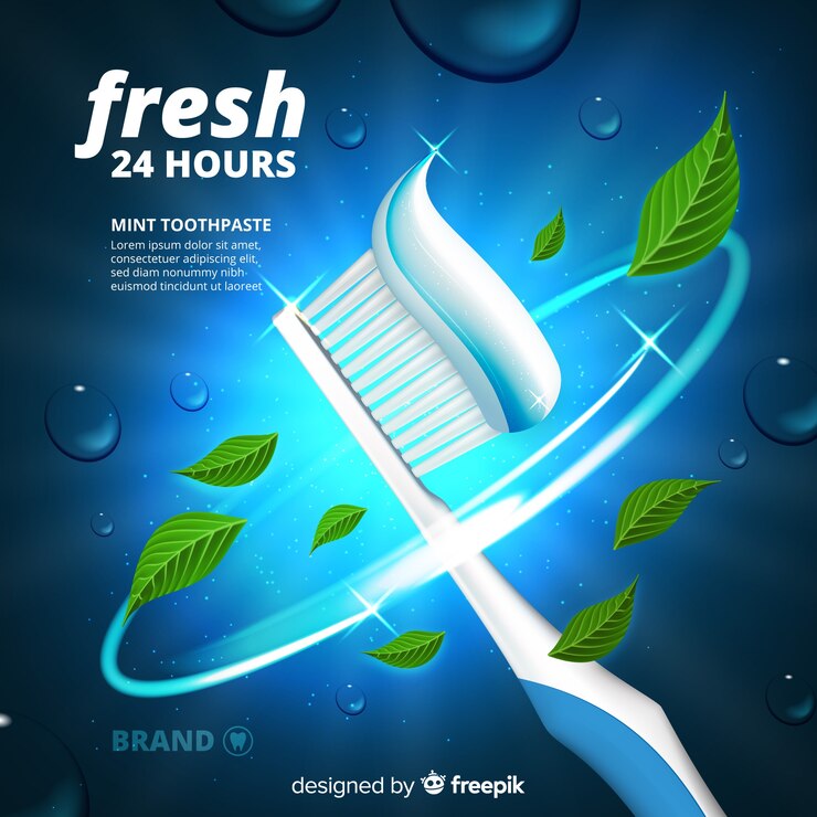 मुफ़्त वेक्टर fresh toothpaste advertisement realistic style
