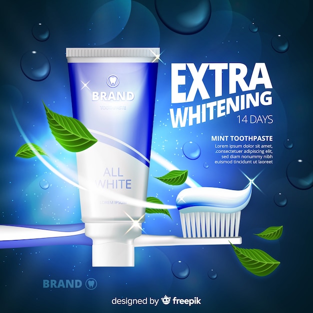 Free vector fresh toothpaste advertisement realistic style