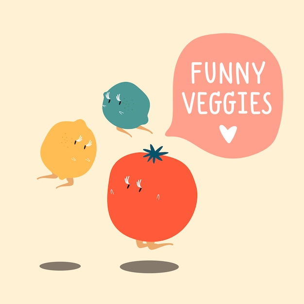 Free vector fresh vegetable cartoon characters set vector