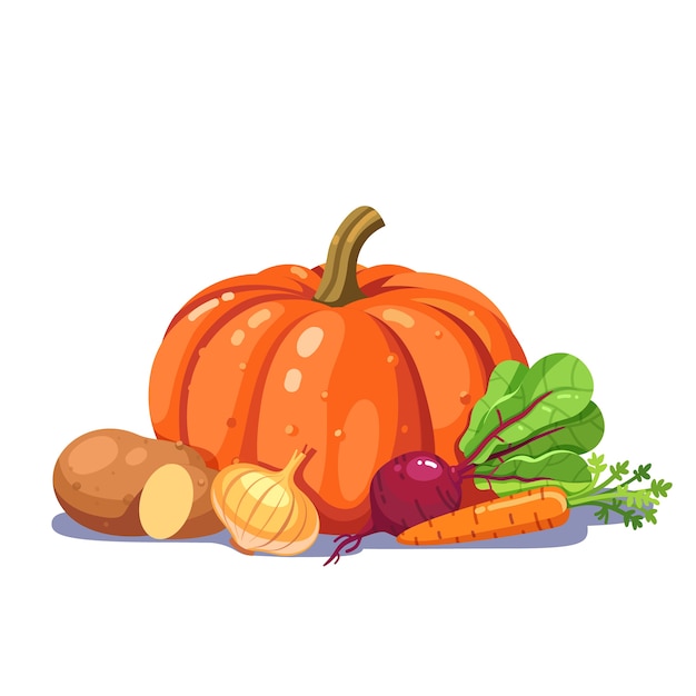 Бесплатное векторное изображение Свежесобранные овощи в хорошей композиции