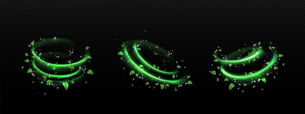 Free vector freshness effect green air flow with mint leaves