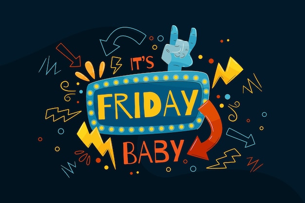 Friday. Background with text friday. Vector illustration. Day of the week  6898528 Vector Art at Vecteezy