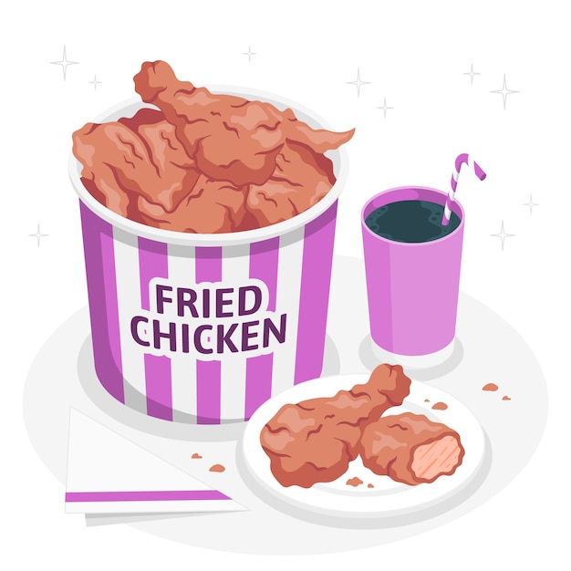 Vettore gratuito illustrazione del concetto di pollo fritto