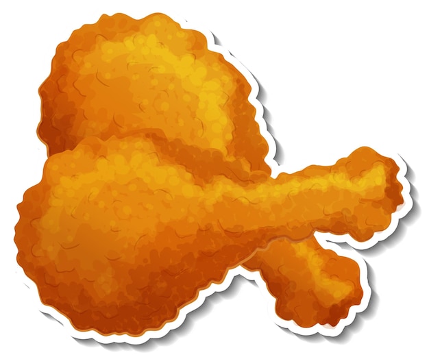 Free vector fried chicken sticker on white background