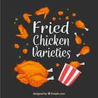 Free vector fried chicken varieties background