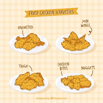 Fried chicken varieties