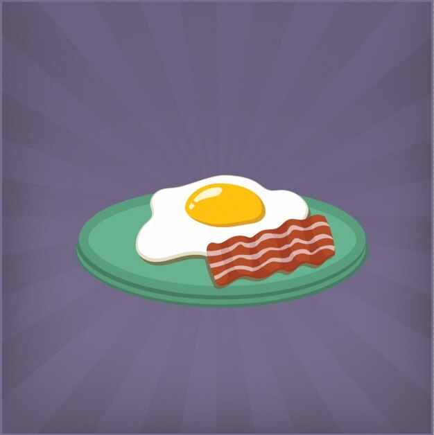 無料Vector 目玉焼きとベーコン背景のデザイン