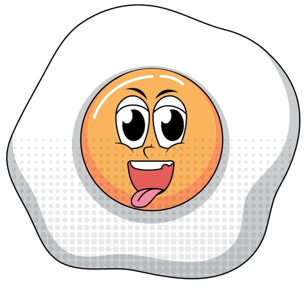A fried egg cartoon character on white background