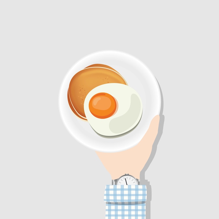 無料Vector 揚げた卵とパンケーキ