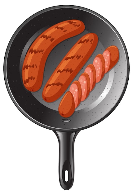 Free vector fried sausage in the pan