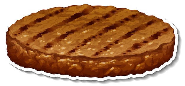 A fried steak sticker on white background