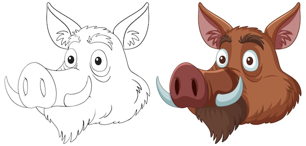 Free vector friendly cartoon pigs side by side