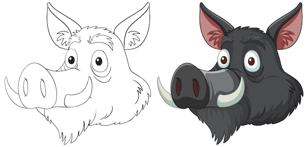 Free vector friendly cartoon pigs side by side