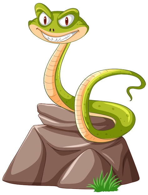 Free vector friendly cartoon snake on a rock