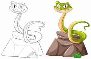 Free vector friendly cartoon snakes on rocks