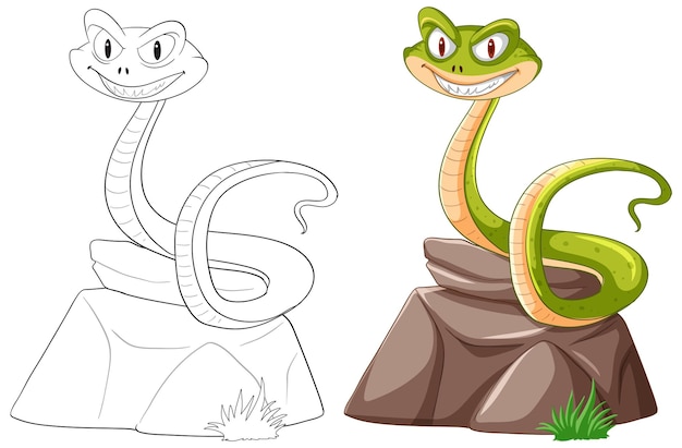 Free Vector friendly cartoon snakes on rocks