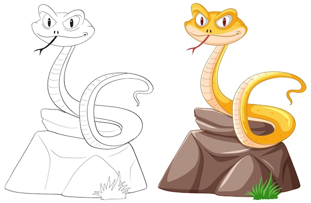 Free vector friendly cartoon snakes on rocks