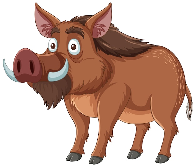 Free vector friendly cartoon wild boar illustration