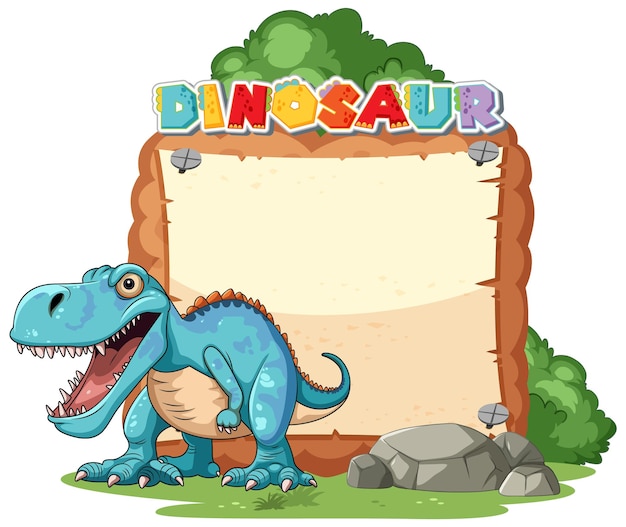 Free vector friendly dinosaur with blank sign