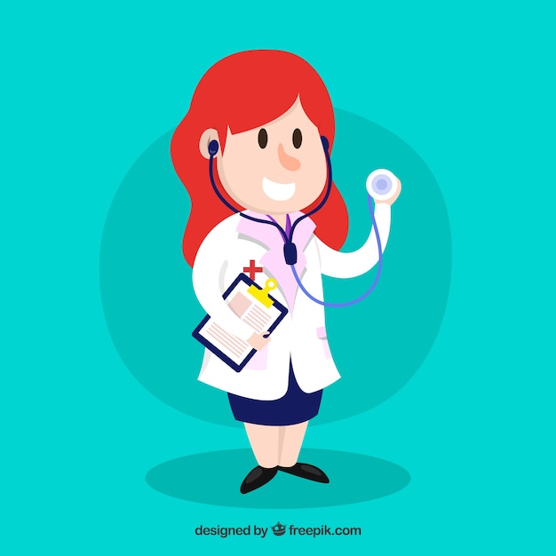 Бесплатное векторное изображение Дружелюбная женщина-врач с буфером обмена