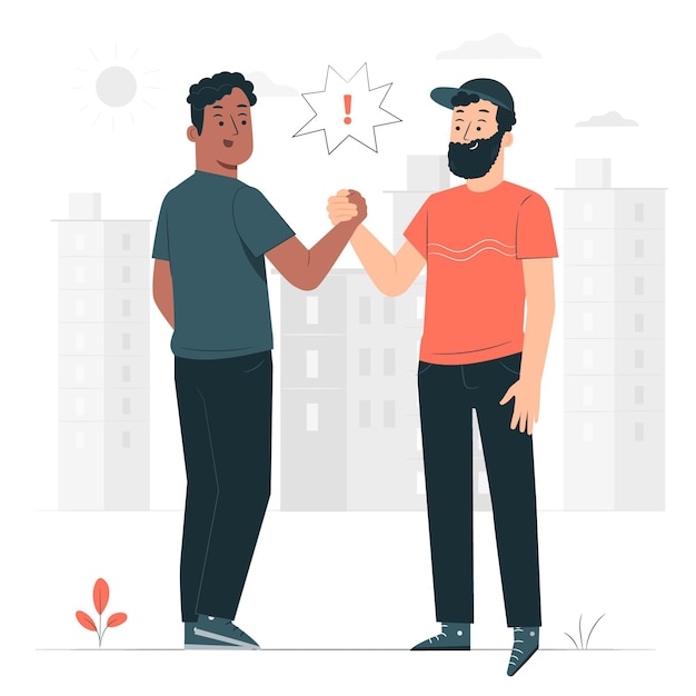Бесплатное векторное изображение Иллюстрация концепции дружелюбного рукопожатия