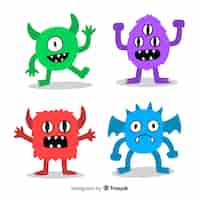 Free vector friendly monsters pack