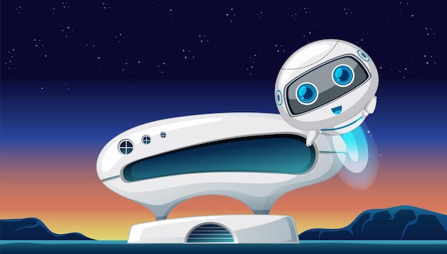 Free vector friendly robot greeting the night