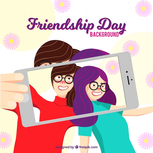 Free vector friends background taking a photo