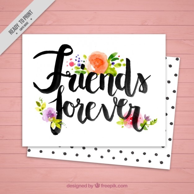Free vector friends forever card with flowers
