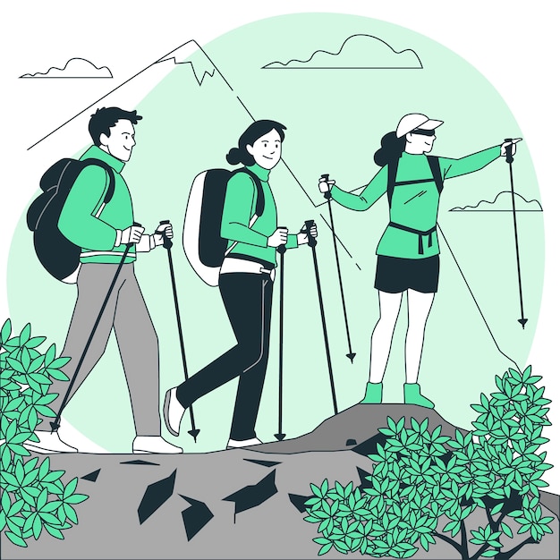 Free vector friends hiking concept illustration