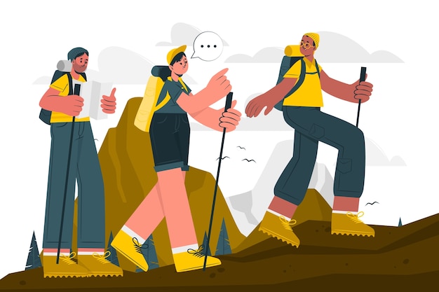 Free vector friends hiking concept illustration