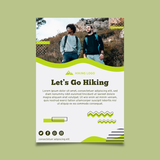 Free vector friends hiking poster template