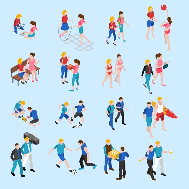 Friends Isometric Icons Set 