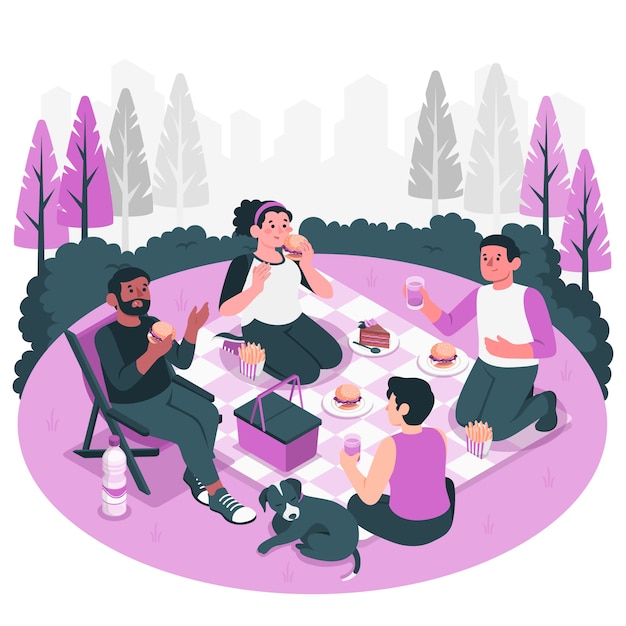 Free vector friends picnic concept illustration