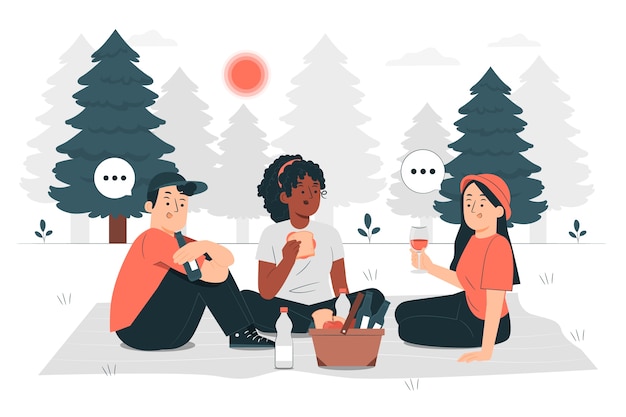 Free vector friends picnic concept illustration