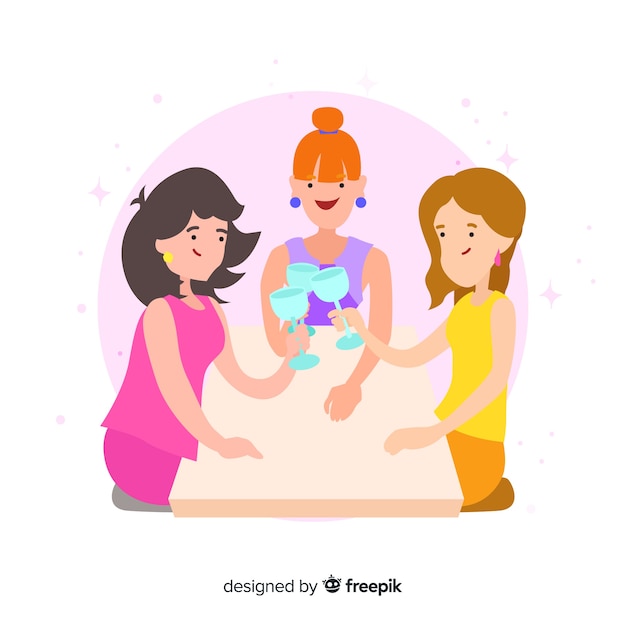 Friends spending time together flat design