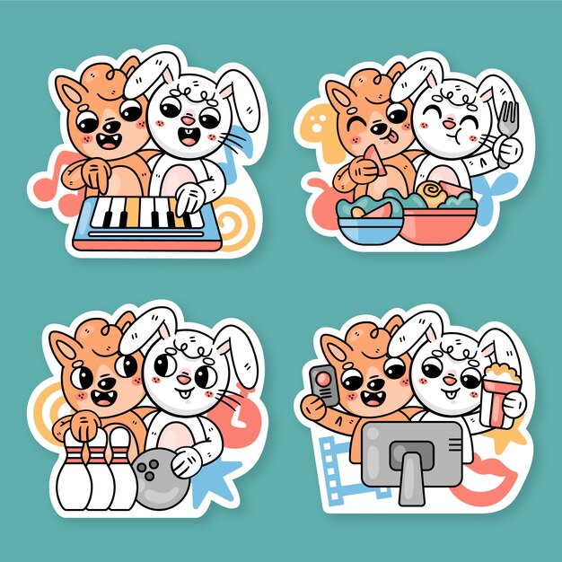 Friends stickers collection with fred the fox