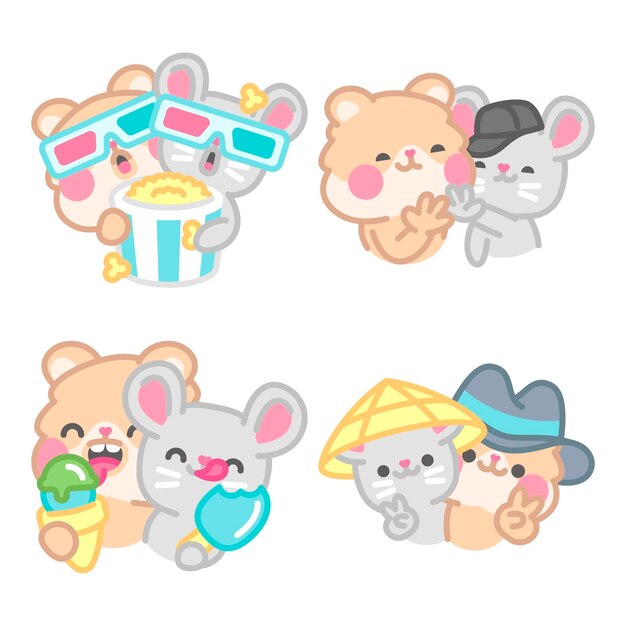 Friends stickers collection with kimchi the hamster