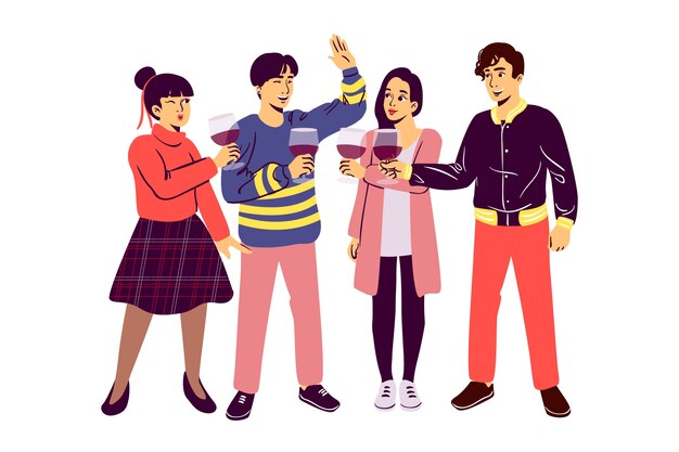 Friends toasting illustration concept