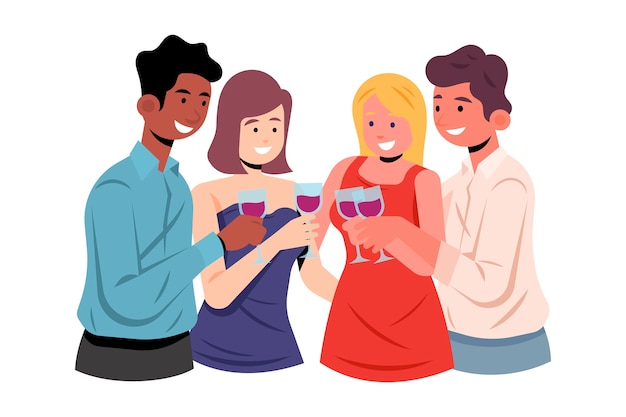 Friends toasting together design