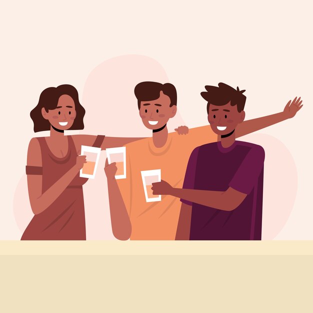 Friends toasting together illustration