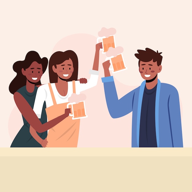 Friends toasting together illustration