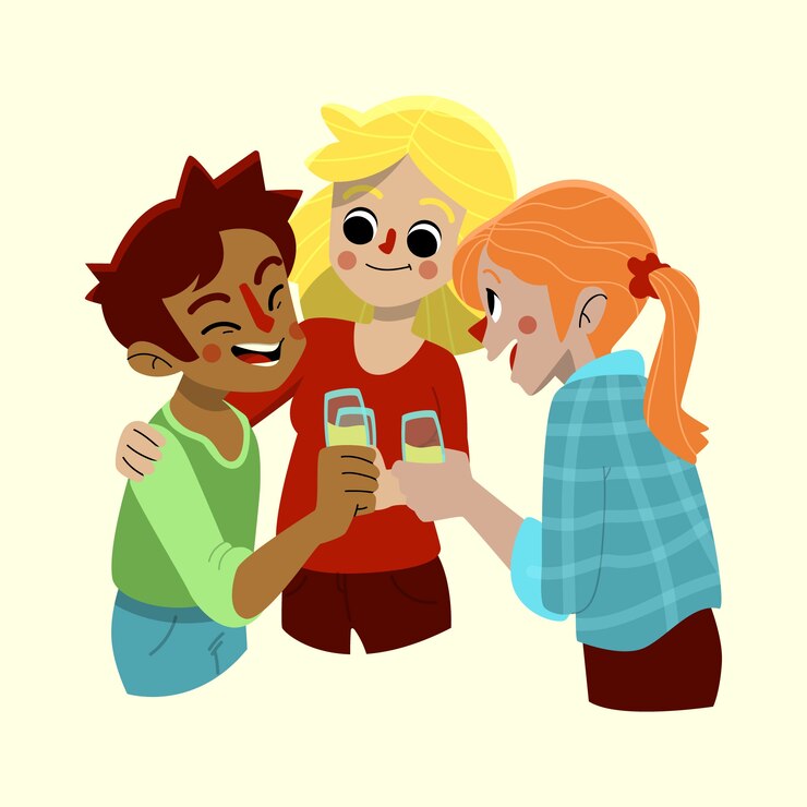 Free Vector friends toasting together