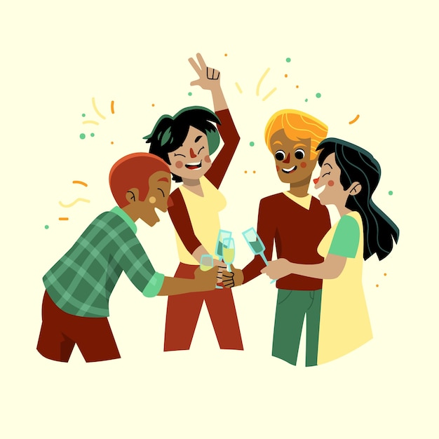 Free vector friends toasting together