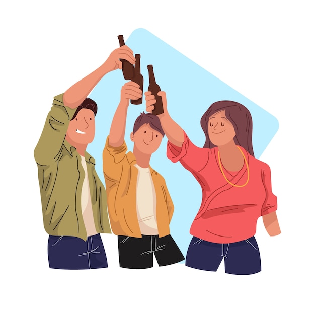 Free vector friends toasting together