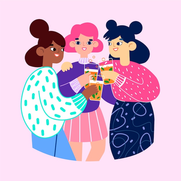 Free vector friends toasting together