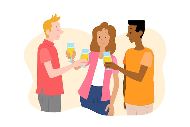 Free vector friends toasting together